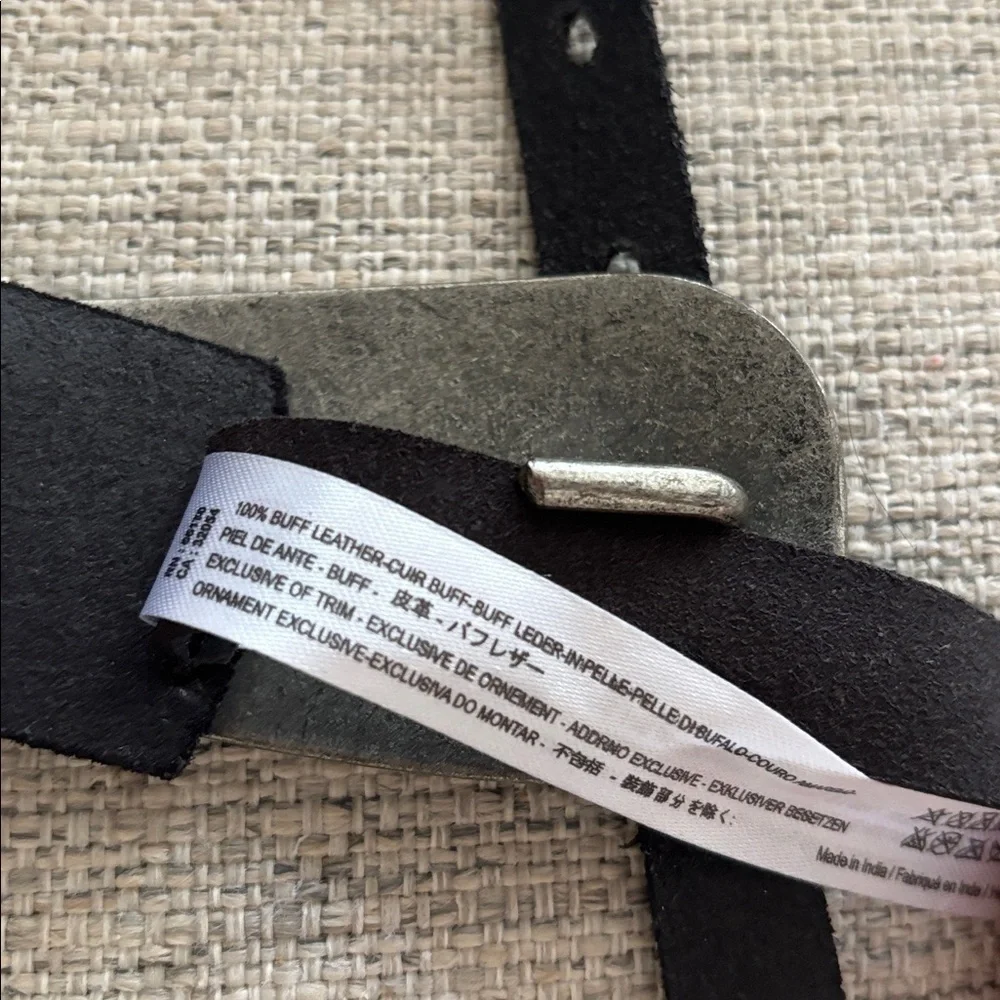 Free People Oyster Bay Hip Belt In Black & Silver Buff leather belt s/m